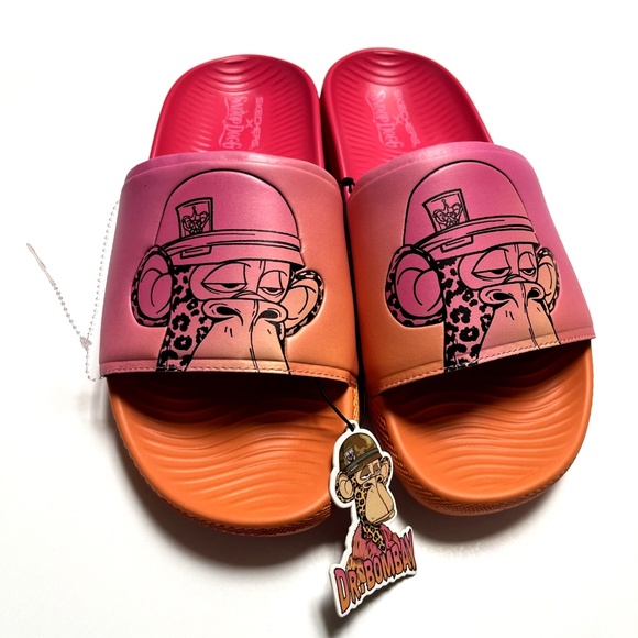 NWOB Skechers x Snoop Dogg Dr. Bombay Slide Sandals Men’s Pink Orange Monkey - Picture 2 of 9